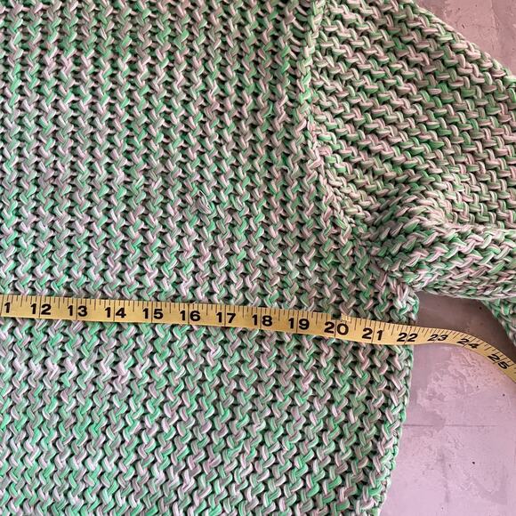 H&M Chunky Open Weave Green Chunky Crochet Knit Oversized Coastal Sweater L - Picture 5 of 7